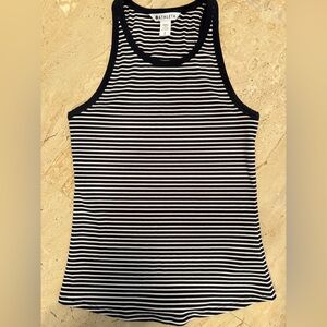 Athleta Navy and White Striped Ribbed Tank